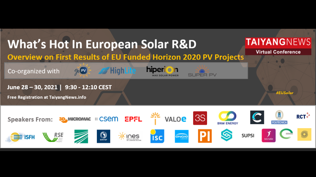 Jun. 28-30, 2021: What’s Hot In European Solar R&D