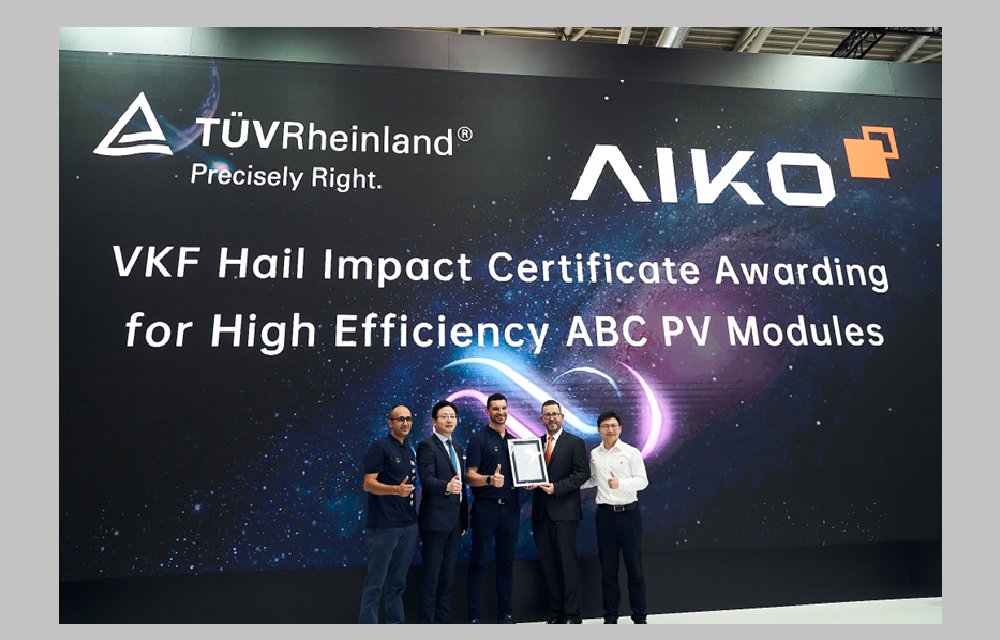Aiko ABC modules TÜV Rheinland Swiss Hail VKF certified